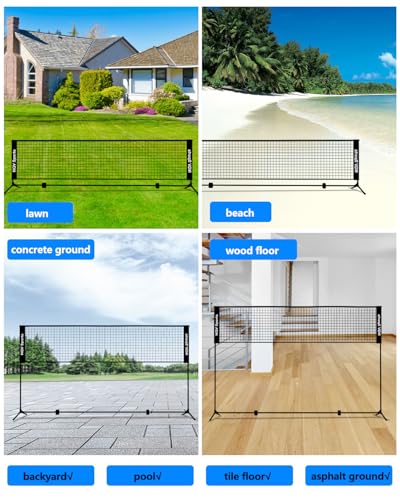 NQV Pickleball Set with Net-10FT Half Court Size Pickleball Net+Wood Pickleball Paddles+Pickle Balls+Ball Retrievers+Pickleball Court Marking Kit, Portable Driveway Outdoor Indoor for Beginners Pros - style: height adjustable 3 in 1 net