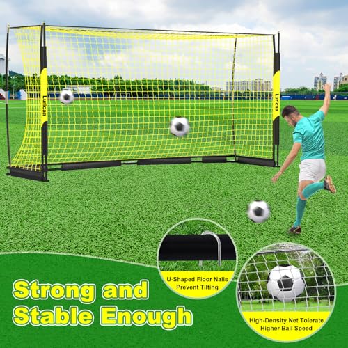 Soccer Goal, 12×6 ft /16×7 ft Portable Soccer Goals Net for Backyard, Quick Setup Training Equipment with 1 Carry Bag, 4 Ground Nails, 12 Training Cones - color: 16×7FT Black