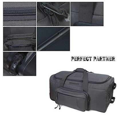 Heavy-Duty X-Large Military Tactical Wheeled Rolling Duffel Trolley Bag For Deployment Traveling Camping Sporting - color: Gray
