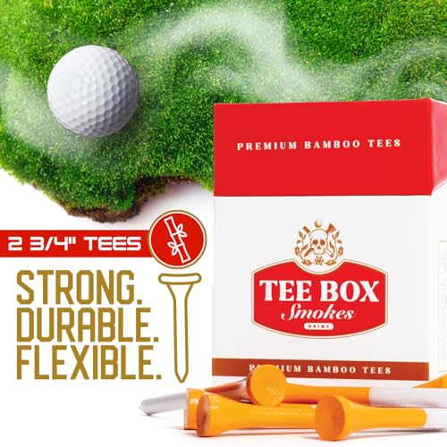 BRIMZ Tee Box Smokes Bamboo Golf Tees – Magnetic Reusable Tee Case – Funny Golf Gift & Golf Accessories – 20 Premium 2¾" Bamboo Tees (2 Pack - 20 Tees Total) - style: 2 Pack Smokes (20 Tees)