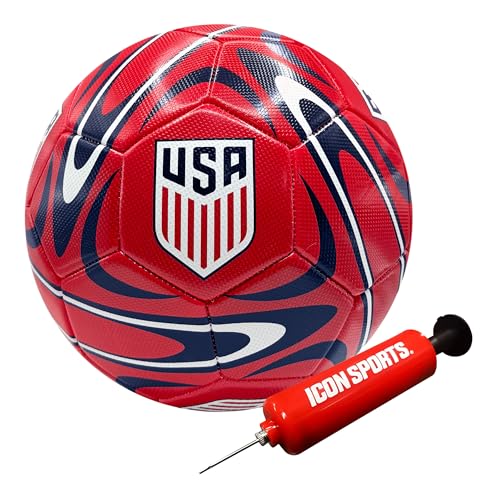 Icon Sports Officially Licensed US Soccer Federation Soccer Ball - color: USSF188BL-Red, size: 5