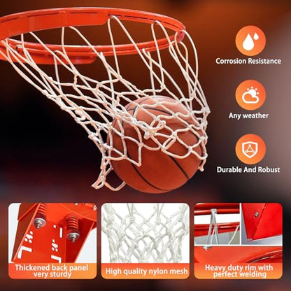 Katop Professional Basketball Rim, Heavy Duty 18 Inch Basketball Rim Replacement with Nylon Net Indoor and Outdoor, Standard Goal Reinforced Mounting Bracket Fit 5"x5",5"x4",5"x3",4"x3" Backboards - color: 2-springs basketball rim