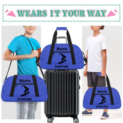 Custom Sport Duffel Bag Surfing Personalized Name Sports Bag Overnight Weekender Bag Waterproof Travel Sport Gym Bags, Blue - color: Blue, style: Surfing