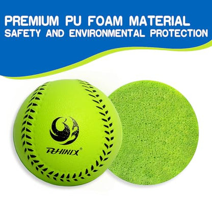 PHINIX 11 Inch Foam Softball 4 Pack (Yellow and Green)