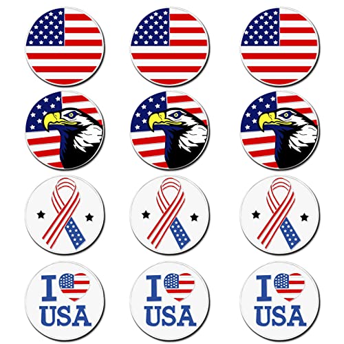 FINGER TEN Golf Ball Marker with Hat Clip or Marker Only, Metal Golf Ball Markers Assorted Designs for Putting Green, Portable Golf Accessories for Men Women - color: Americanism