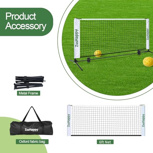 6FT White Mini Pickleball Net, Portable Quick Setup Practice Net for Indoor Outdoor Driveway Dink Shots