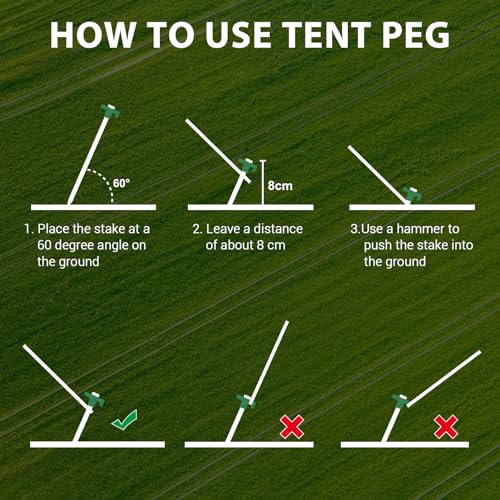 Eurmax USA 20-Pack Secure Protection Galvanized Tent Stakes,Rust-Proof Steel Canopy Anchors for High Winds,Heavy Duty Commercial Ground Pegs for Camping,Pop Up Tents&Gazebos - Includes 4x10ft Ropes - color: Green, style: Stakes 20-pack