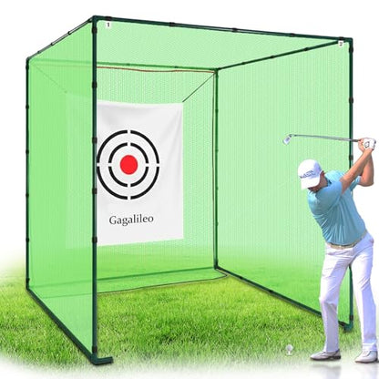 Gagalileo Golf Cage Net with Steel Frame and Target: 10X10X10FT Heavy Duty Practice Net for Backyard Driving & Indoor Driving Range Outdoor Training - style: 10X10X10FT Without Bottom