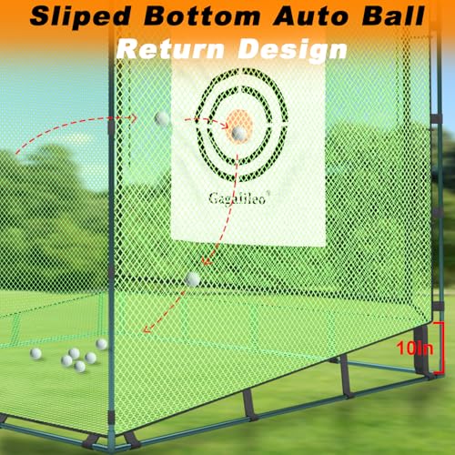 Gagalileo Golf Cage Net with Steel Frame and Target: 10X10X10FT Heavy Duty Practice Net for Backyard Driving & Indoor Driving Range Outdoor Training - style: 10X10X10FT With Bottom