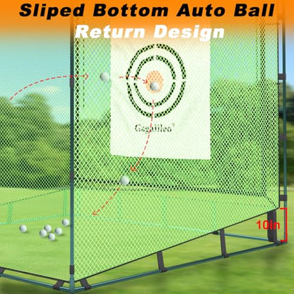 Gagalileo Golf Cage Net with Steel Frame and Target: 10X10X10FT Heavy Duty Practice Net for Backyard Driving & Indoor Driving Range Outdoor Training - style: 10X10X10FT With Bottom