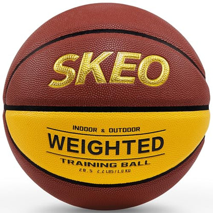 SKEO Weighted Basketball, 2.2/3/3.3LBS 28.5"/29.5" Trainer Heavy Basketballs Made of Composite, Indoor Outdoor Training Ball for Improving Handling Dribbling Rebounding - size: Size 6 Women & Youth -2.2LBS/1KG