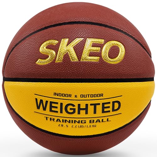 SKEO Weighted Basketball, 2.2/3/3.3LBS 28.5"/29.5" Trainer Heavy Basketballs Made of Composite, Indoor Outdoor Training Ball for Improving Handling Dribbling Rebounding - size: Size 6 Women & Youth -2.2LBS/1KG