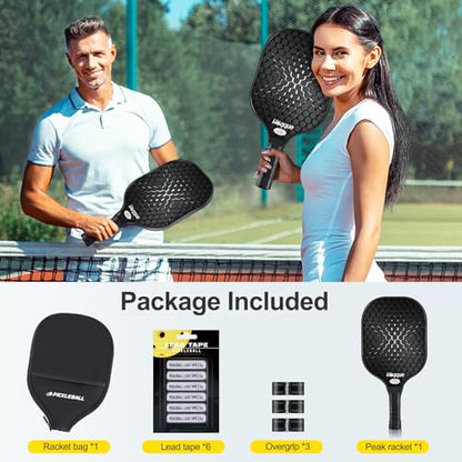 Lightweight Fiberglasses Pickleball Paddles Sets with Overgrips, Lead Tapes, Pickleball Balls