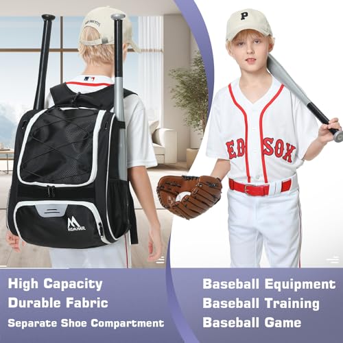 Hsmihair Baseball Bag-Baseball Backpack Holder for Baseball, Large Main Compartment,Softball Tball& Gear for Youth and Adults