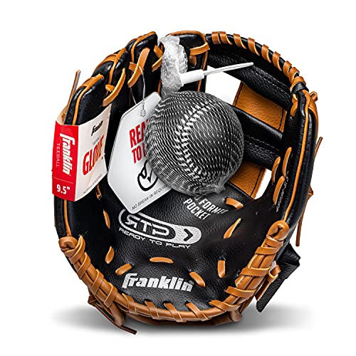 Franklin Sports Kids Baseball Gloves - RTP Youth Teeball Glove + Ball Set - Boys + Girls Teeball Mitt - 9.5"