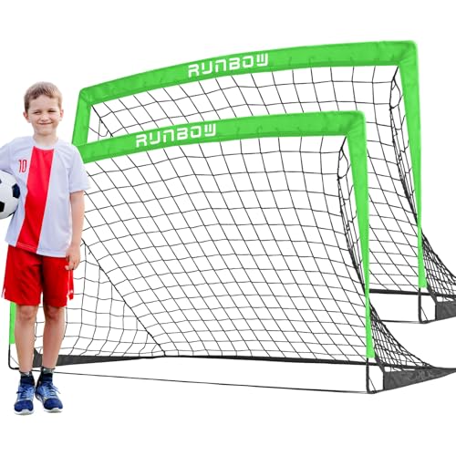 Soccer Goal for Backyard, 5x3 FT Portable Folding Soccer Net with Carry Bag for Kids and Adults Indoor/Outdoor Training Practice Use - color: Green, size: 5x3 FT, 2 Pack