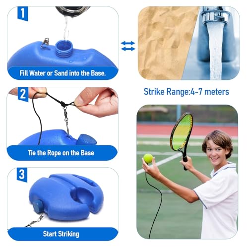 Solo Tennis Trainer, 2026 New Trainer Rebound Ball with Anti-Tangle String and Weighted Base, Portable Tennis Rebounder Kit, Multifunctional Self Training Tool Equipment Kit for Beginners - color: Blue*2