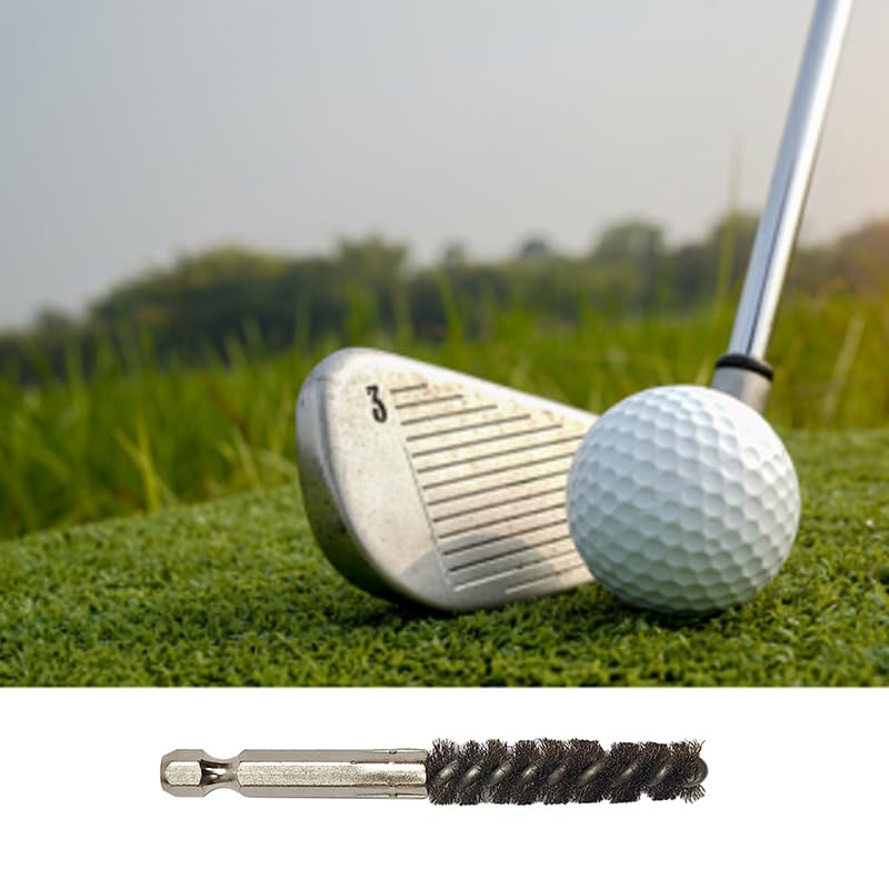 6 Pcs Golf Clubs Head Hosel Brush, Silver Golf Club Cleaner Brush Stainless Steel Wire Bore Brush Hex Shank Handle Electric Drill Wire Brush for Wood and Iron