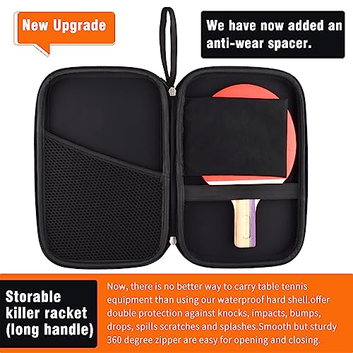 Rintifia® Ping Pong Paddles Case - Hard Shell Table Tennis Paddle Storage Bag for 2 Paddles & Multiple Balls - Anti-Drop, Anti-Wear - Great Gift for Table Tennis Lovers