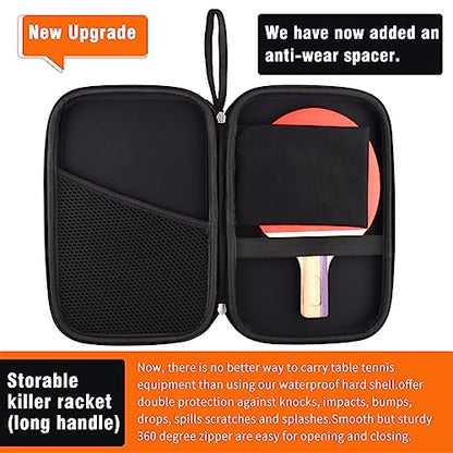 Rintifia® Ping Pong Paddles Case - Hard Shell Table Tennis Paddle Storage Bag for 2 Paddles & Multiple Balls - Anti-Drop, Anti-Wear - Great Gift for Table Tennis Lovers