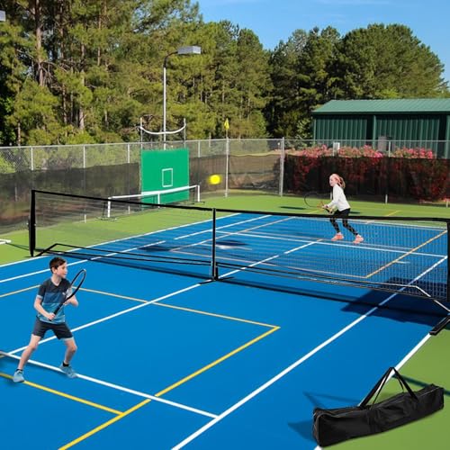Tennis Net, Soccer Barrier, Practice Net, Compact Detachable Mesh, Portable 9.5kg Structure with Carry Bag 22ft Setup for Driveway Training, Family Backyard Indoor Matches - color: Black