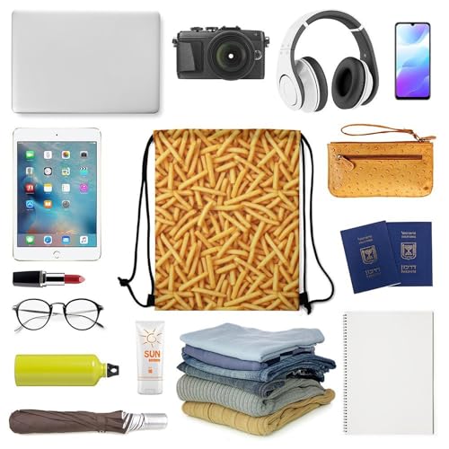 Beam Backpack Large Capacity Drawstring Sack Waterproof Sackpack for Basketball Volleyball Sports Gear Men Women, French Fries Bags - color: Picture (507)