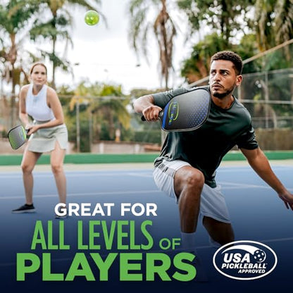 13mm Quiet Pickleball Paddle – 8oz USAPA Approved Carbon Fiber with Grit – Pickleball Racket for Adults – Honeycomb Core Vibration Dampening for Spin, Control & Tennis Elbow Relief