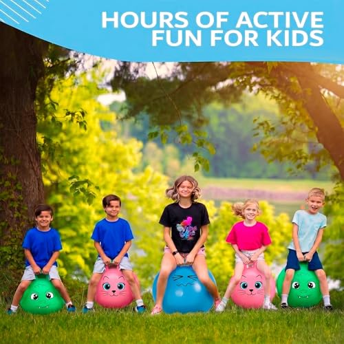 Xino Sports Hopping Ball for Kids - 18 Inch Hopper Ball with Handle, Pink Jumping Bouncer Toy for Indoor and Outdoor Play