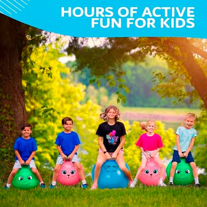 Xino Sports Hopping Ball for Kids - 18 Inch Hopper Ball with Handle, Pink Jumping Bouncer Toy for Indoor and Outdoor Play