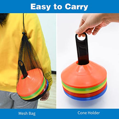 RUBY.Q 50/100/200pcs Disc Cones, Soccer Cones, Basketball Cones with Carry Bag and Holder, Football, Soccer, Basketball Training Equipment, 5 Colors - size: 200pcs