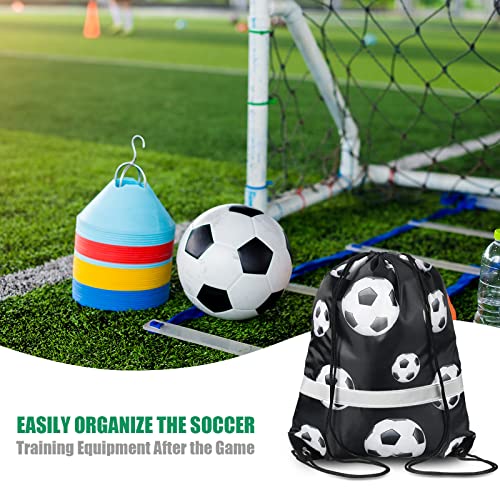 Saintrygo 12 Pcs String Bags Drawstring Back Sack with Reflective Stripe String Bags for Yoga Dance Swimming (Soccer) - style: Soccer