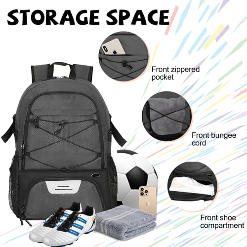 Goloni Basketball Backpack Bag,35L Basketball Bag with with Separate Ball & Shoe Compartments,Large Sports Bag for Basketball - color: dark grey