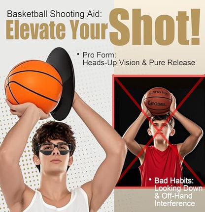 Basketball Shooting Trainer - Adjustable Hand Placement Corrector Eliminate Off-Hand Interference with Bonus 5.3" Shooting Aid - Basketball Training Equipment Accessories - size: S/M (3-in-1 Kit)