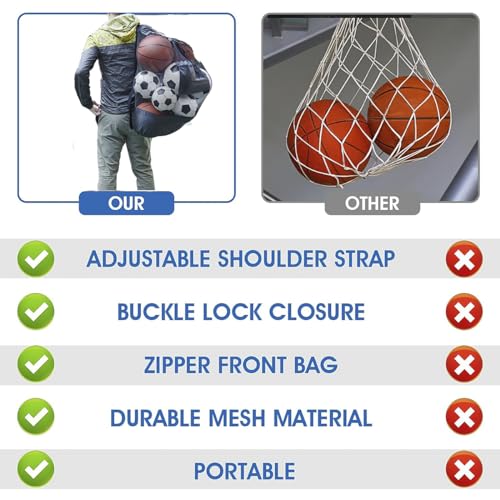 2 Pack Heavy Duty Soccer Ball Bag,Volleyball Ball Bag with Adjustable Strap,soccer Ball Bags for Coaches, Mesh Ball Bag for Holding Basketball, Volleyball, Baseball, Swimming Gear - color: Black-S