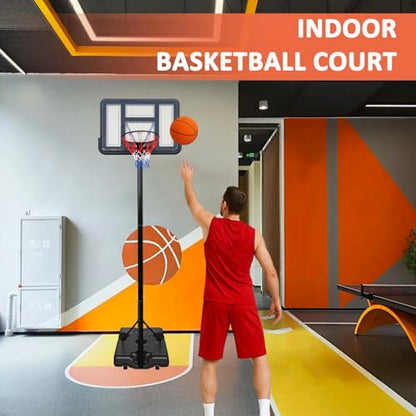 Basketball Hoop Outdoor 10ft Adjustable, Portable Basketball Hoop Goal System in Backyard/Driveway/Indoor, 32 Inch Shatterproof Backboard and Larger Base