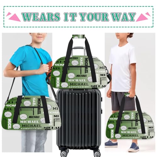 Custom Volleyball Gym Bag Duffel Bag for Women Men, Personalized Name Sport Bag Overnight Bags Customized Travel Weekender Bag, Misty Green - color: Misty Green