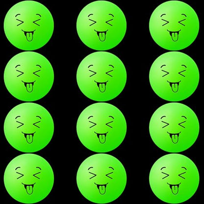 Soulchen 40mm Glow in The Dark Table Tennis Balls Bulk, Carnival Game Night, Neon Birthday Party Favors, Classroom Rewards, Goodie Bag Filler, Pet Playmate - color: Glow in the Dark Green, size: Silly Face