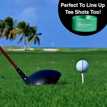 Ball Badge Aim Stripe - 360 Degree Golf Ball Line Marker Kit with Golf Bag Attachment for Perfect Alignment and Precision Putting - color: Green
