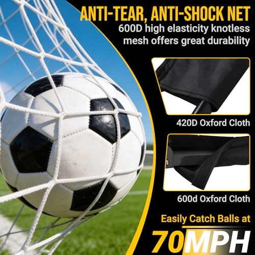 Soccer Goal with Precision Target, 12x6 ft/ 16x7 ft Soccer Net with Carry Bag & Ground Stakes, Quick Setup, Portable Soccer Goal for Youth Adults Practice, Games, Skill Improvement