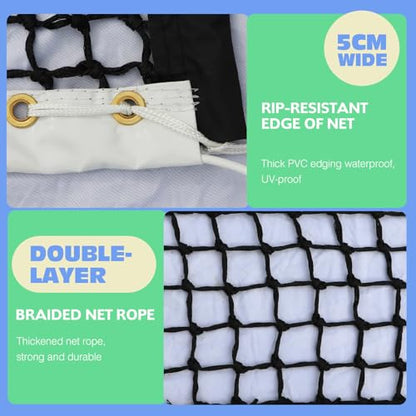 Tennis Net Professional Tennis Court Net 42FT Replacement Nets Heavy Duty Sport Nets with 2 Fiberglass Dowels, Compatible with Outdoor Indoor Standard Courts - size: Double-Layer Net