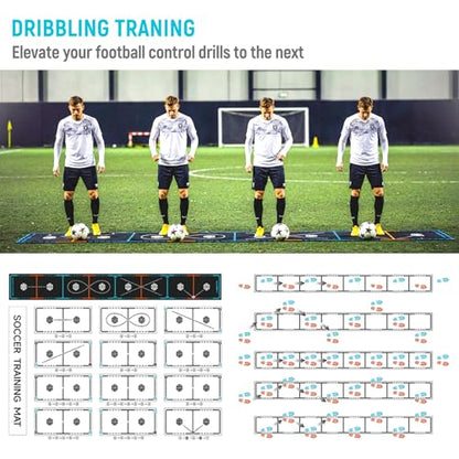 Soccer Training Mat with Integrated Ladder & Cones | 4-in-1 Football Footwork Agility Trainer for Team Practice | Non-Slip Speed & Ball Control Exercise Mat