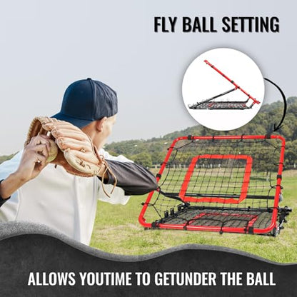 Storgem Baseball Softball Rebounder Net, Pitch Back Rebound Net,Soccer Rebound Net, Fielding Rebounder,Double Sided Adjustable Multi-Sports Pitching Rebound Net for Throwing Practice