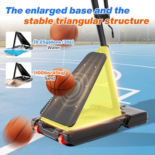 AWII SPORT Basketball Hoop Outdoor 40&44&48 Inch Impact Backboard, 5.3-10FT Height Adjustable Basketball Hoop Goal System with Portable Wheels for Adults