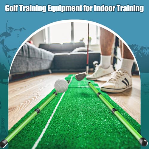 2 Pack Premium Golf Alignment Sticks, 48 Inches Fluorescent Green Golf Training Aid for Aiming, Putting, Full Swing, Collapsible Golf Swing Trainer with Clear Tube Sleeve for Easy Carrying
