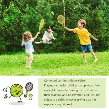 Kids Tennis Racket for Baby,Child and Kids Age 3~15,Toddler Tennis Racket Set Including 4 Shuttlecocks,2 Tennis Balls,2 Foam Balls and 1 Carrying Bag - color: Orange&Green