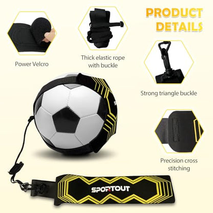 Sportout Volleyball/Soccer Training Equipment, Solo Trainer, Adjustable Waist Belt for Kids & Adults - color: Yellow