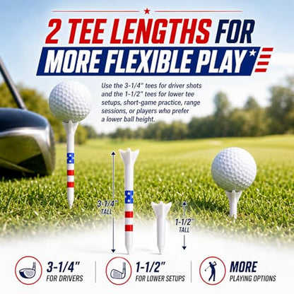 Premium Golf Tees Choose Between 200 Count or 120 Count, Professional Marking System Golf Tees 3-1/4 Inch, Reduce Friction Side Spin More Stable Golf Tees - color: 120 Pack Plastic - USA