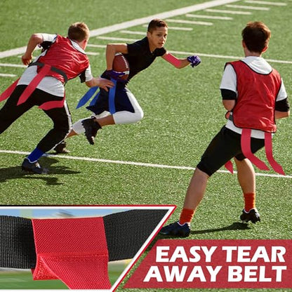 Flag Football Belts for Youth, Kids and Adults Sport Team Building and Competition Training - color: Red