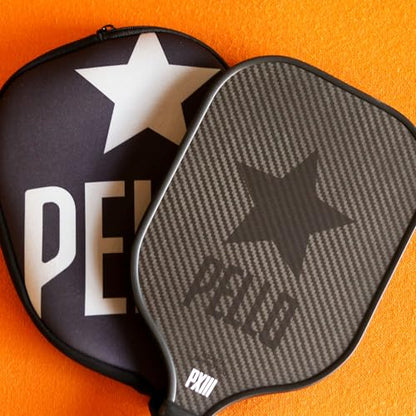 PELLO Carbon Fiber Pickleball Paddles | USA Pickleball Approved | Professional Polypropylene Honeycomb Core | Perfect Balance of Power & Control | Pickle Ball Racquet with Neoprene Case - style: PXIII Black