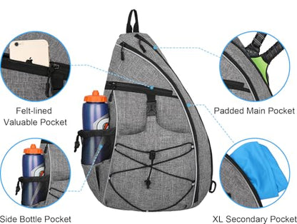 WOLT Pickleball Bag,Crossbody Sling Bags for Women Men,Pickleball Backpack with Fence Hook for Tennis, Racketball - color: Grey